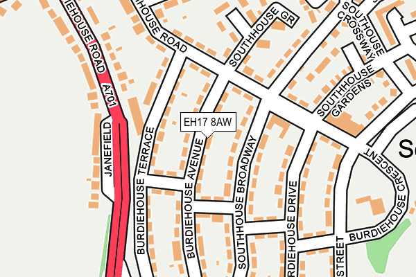 EH17 8AW map - OS OpenMap – Local (Ordnance Survey) EH17 8AW map - OS OpenMap – Local (Ordnance Survey)