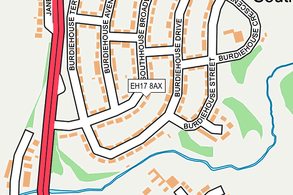 EH17 8AX map - OS OpenMap – Local (Ordnance Survey) EH17 8AX map - OS OpenMap – Local (Ordnance Survey)