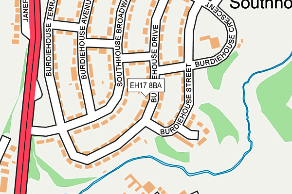 EH17 8BA map - OS OpenMap – Local (Ordnance Survey) EH17 8BA map - OS OpenMap – Local (Ordnance Survey)