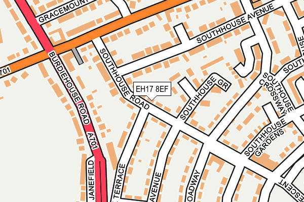 EH17 8EF map - OS OpenMap – Local (Ordnance Survey) EH17 8EF map - OS OpenMap – Local (Ordnance Survey)