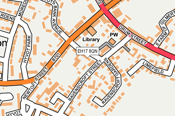 EH17 8QN map - OS OpenMap – Local (Ordnance Survey) EH17 8QN map - OS OpenMap – Local (Ordnance Survey)