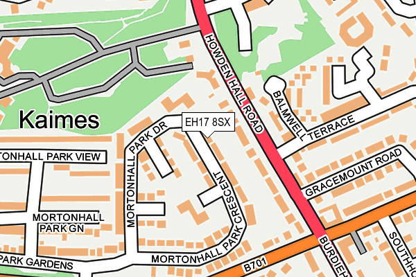EH17 8SX map - OS OpenMap – Local (Ordnance Survey) EH17 8SX map - OS OpenMap – Local (Ordnance Survey)