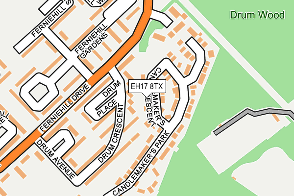 EH17 8TX map - OS OpenMap – Local (Ordnance Survey) EH17 8TX map - OS OpenMap – Local (Ordnance Survey)