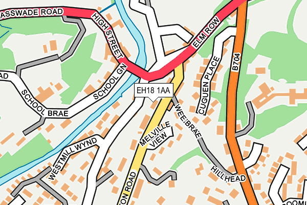 EH18 1AA map - OS OpenMap – Local (Ordnance Survey) EH18 1AA map - OS OpenMap – Local (Ordnance Survey)