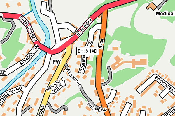 EH18 1AD map - OS OpenMap – Local (Ordnance Survey) EH18 1AD map - OS OpenMap – Local (Ordnance Survey)