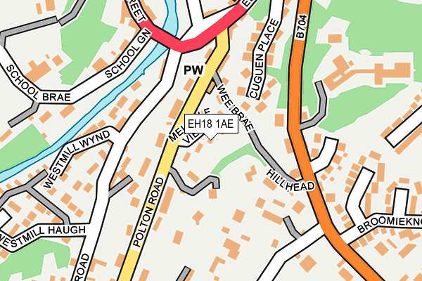 EH18 1AE map - OS OpenMap – Local (Ordnance Survey) EH18 1AE map - OS OpenMap – Local (Ordnance Survey)