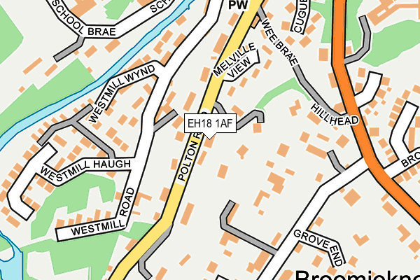 EH18 1AF map - OS OpenMap – Local (Ordnance Survey) EH18 1AF map - OS OpenMap – Local (Ordnance Survey)