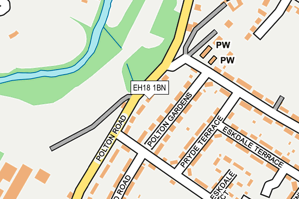EH18 1BN map - OS OpenMap – Local (Ordnance Survey) EH18 1BN map - OS OpenMap – Local (Ordnance Survey)