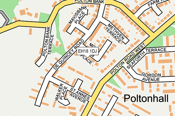 EH18 1DJ map - OS OpenMap – Local (Ordnance Survey)