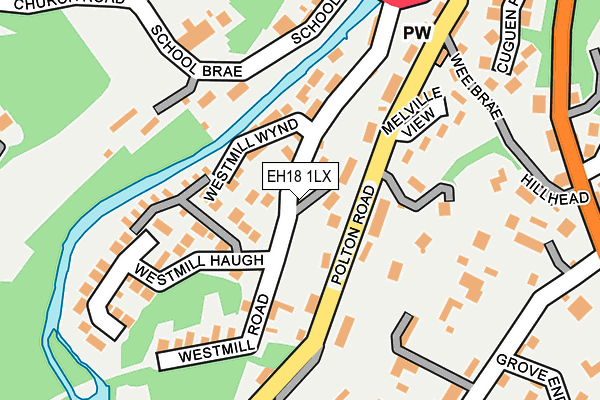 EH18 1LX map - OS OpenMap – Local (Ordnance Survey) EH18 1LX map - OS OpenMap – Local (Ordnance Survey)