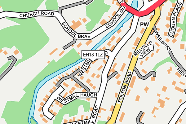 EH18 1LZ map - OS OpenMap – Local (Ordnance Survey) EH18 1LZ map - OS OpenMap – Local (Ordnance Survey)