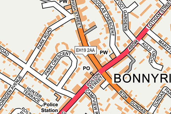 EH19 2AA map - OS OpenMap – Local (Ordnance Survey) EH19 2AA map - OS OpenMap – Local (Ordnance Survey)