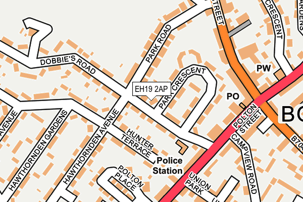 EH19 2AP map - OS OpenMap – Local (Ordnance Survey) EH19 2AP map - OS OpenMap – Local (Ordnance Survey)