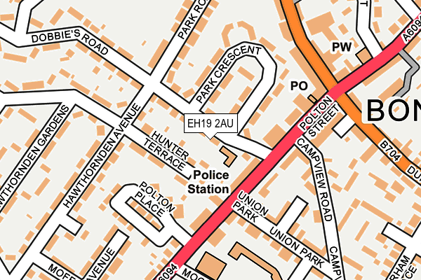 EH19 2AU map - OS OpenMap – Local (Ordnance Survey) EH19 2AU map - OS OpenMap – Local (Ordnance Survey)