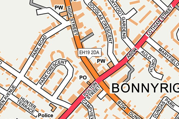 EH19 2DA map - OS OpenMap – Local (Ordnance Survey) EH19 2DA map - OS OpenMap – Local (Ordnance Survey)