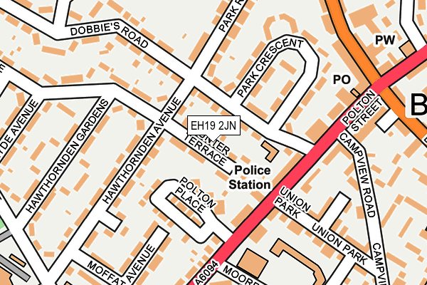 EH19 2JN map - OS OpenMap – Local (Ordnance Survey) EH19 2JN map - OS OpenMap – Local (Ordnance Survey)