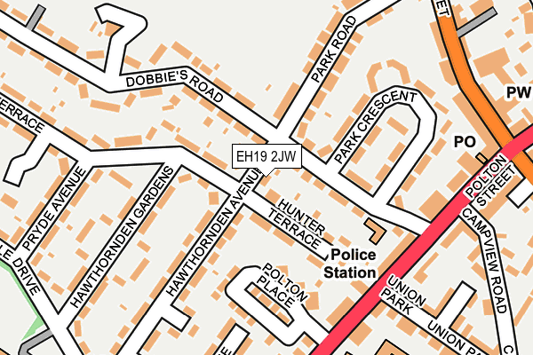 EH19 2JW map - OS OpenMap – Local (Ordnance Survey) EH19 2JW map - OS OpenMap – Local (Ordnance Survey)