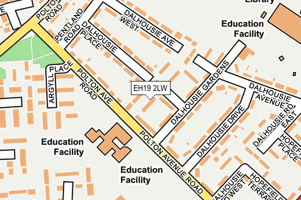 EH19 2LW map - OS OpenMap – Local (Ordnance Survey) EH19 2LW map - OS OpenMap – Local (Ordnance Survey)