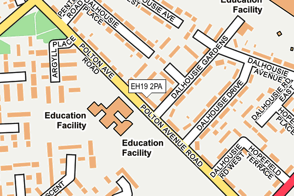 EH19 2PA map - OS OpenMap – Local (Ordnance Survey) EH19 2PA map - OS OpenMap – Local (Ordnance Survey)