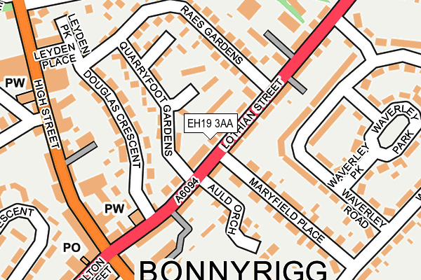 EH19 3AA map - OS OpenMap – Local (Ordnance Survey) EH19 3AA map - OS OpenMap – Local (Ordnance Survey)