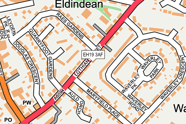 EH19 3AF map - OS OpenMap – Local (Ordnance Survey) EH19 3AF map - OS OpenMap – Local (Ordnance Survey)