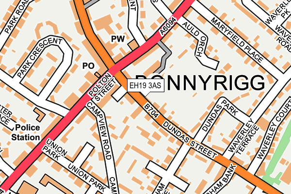 EH19 3AS map - OS OpenMap – Local (Ordnance Survey) EH19 3AS map - OS OpenMap – Local (Ordnance Survey)