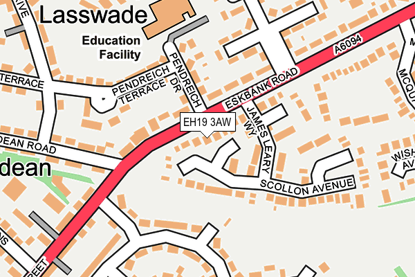 EH19 3AW map - OS OpenMap – Local (Ordnance Survey) EH19 3AW map - OS OpenMap – Local (Ordnance Survey)