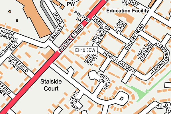 EH19 3DW map - OS OpenMap – Local (Ordnance Survey) EH19 3DW map - OS OpenMap – Local (Ordnance Survey)