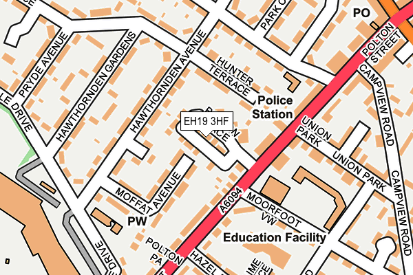 EH19 3HF map - OS OpenMap – Local (Ordnance Survey) EH19 3HF map - OS OpenMap – Local (Ordnance Survey)