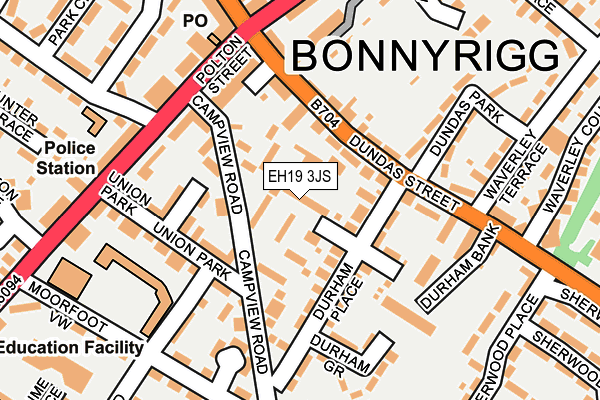 EH19 3JS map - OS OpenMap – Local (Ordnance Survey) EH19 3JS map - OS OpenMap – Local (Ordnance Survey)