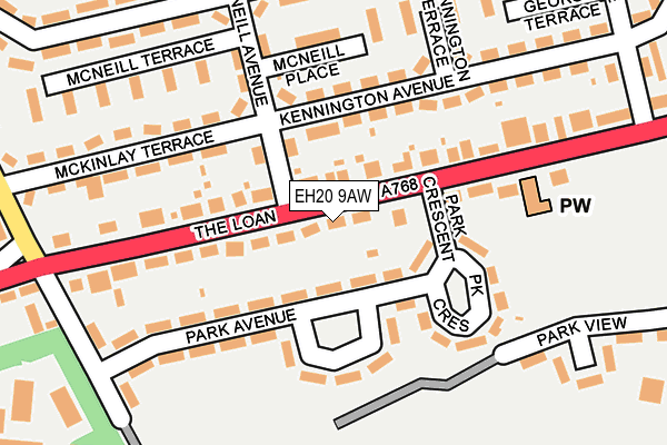 EH20 9AW map - OS OpenMap – Local (Ordnance Survey) EH20 9AW map - OS OpenMap – Local (Ordnance Survey)