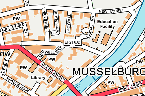 EH21 6JD map - OS OpenMap – Local (Ordnance Survey) EH21 6JD map - OS OpenMap – Local (Ordnance Survey)