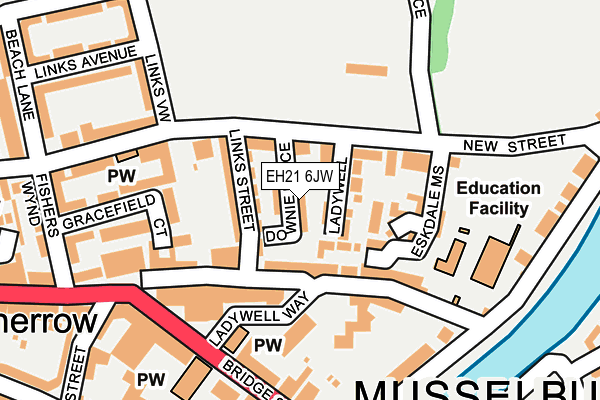 EH21 6JW map - OS OpenMap – Local (Ordnance Survey) EH21 6JW map - OS OpenMap – Local (Ordnance Survey)