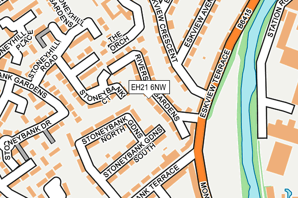 EH21 6NW map - OS OpenMap – Local (Ordnance Survey) EH21 6NW map - OS OpenMap – Local (Ordnance Survey)