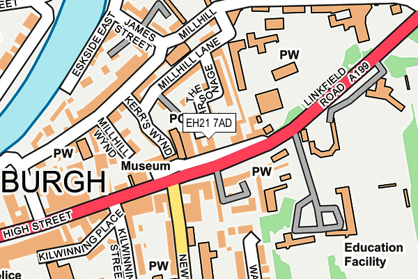 EH21 7AD map - OS OpenMap – Local (Ordnance Survey) EH21 7AD map - OS OpenMap – Local (Ordnance Survey)