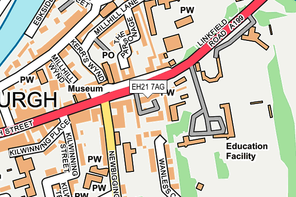 EH21 7AG map - OS OpenMap – Local (Ordnance Survey) EH21 7AG map - OS OpenMap – Local (Ordnance Survey)