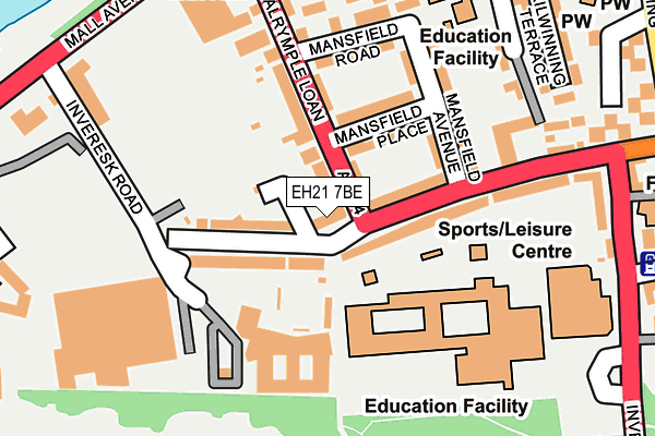 EH21 7BE map - OS OpenMap – Local (Ordnance Survey) EH21 7BE map - OS OpenMap – Local (Ordnance Survey)