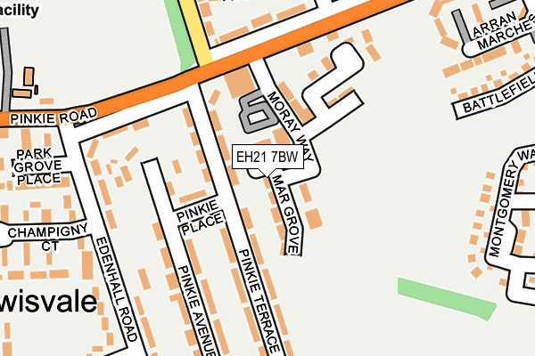 EH21 7BW map - OS OpenMap – Local (Ordnance Survey) EH21 7BW map - OS OpenMap – Local (Ordnance Survey)