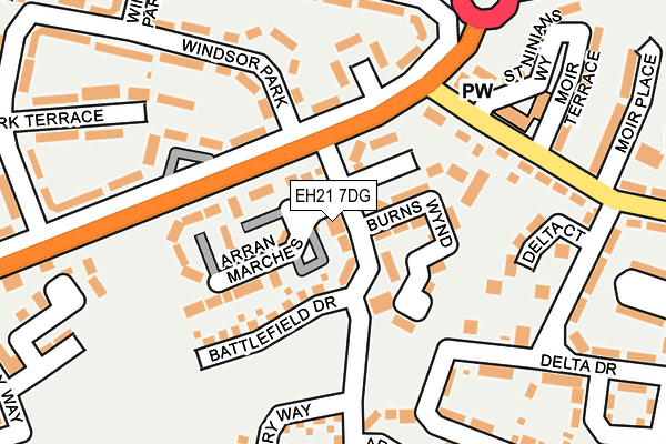 EH21 7DG map - OS OpenMap – Local (Ordnance Survey) EH21 7DG map - OS OpenMap – Local (Ordnance Survey)