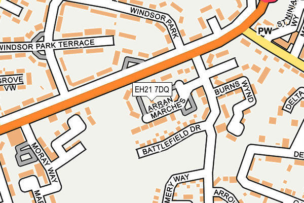 EH21 7DQ map - OS OpenMap – Local (Ordnance Survey) EH21 7DQ map - OS OpenMap – Local (Ordnance Survey)