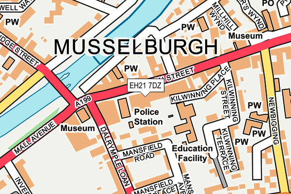 EH21 7DZ map - OS OpenMap – Local (Ordnance Survey) EH21 7DZ map - OS OpenMap – Local (Ordnance Survey)