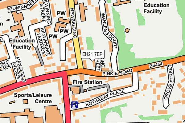 EH21 7EP map - OS OpenMap – Local (Ordnance Survey) EH21 7EP map - OS OpenMap – Local (Ordnance Survey)