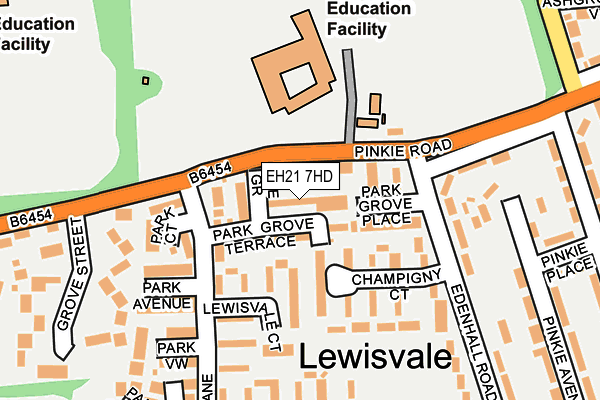 EH21 7HD map - OS OpenMap – Local (Ordnance Survey) EH21 7HD map - OS OpenMap – Local (Ordnance Survey)