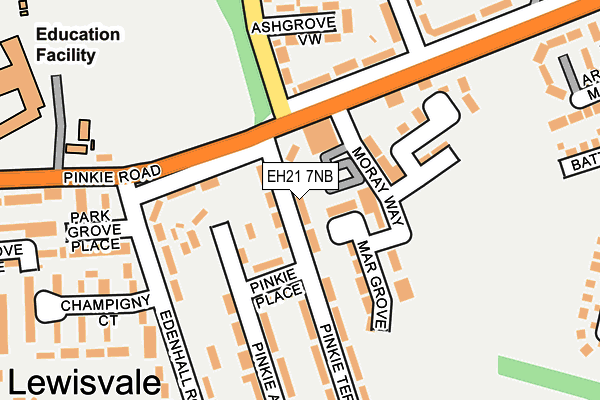 EH21 7NB map - OS OpenMap – Local (Ordnance Survey) EH21 7NB map - OS OpenMap – Local (Ordnance Survey)