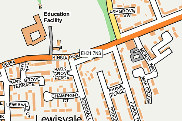 EH21 7NS map - OS OpenMap – Local (Ordnance Survey) EH21 7NS map - OS OpenMap – Local (Ordnance Survey)