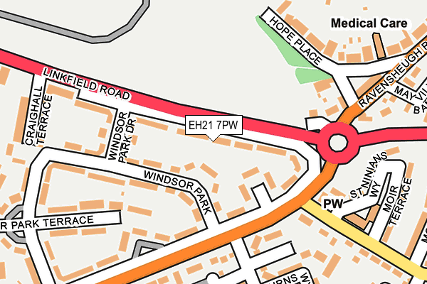 EH21 7PW map - OS OpenMap – Local (Ordnance Survey) EH21 7PW map - OS OpenMap – Local (Ordnance Survey)