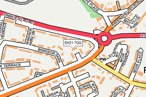 EH21 7QG map - OS OpenMap – Local (Ordnance Survey) EH21 7QG map - OS OpenMap – Local (Ordnance Survey)
