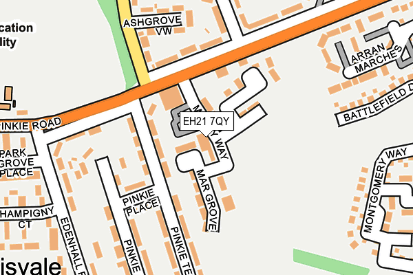 EH21 7QY map - OS OpenMap – Local (Ordnance Survey) EH21 7QY map - OS OpenMap – Local (Ordnance Survey)