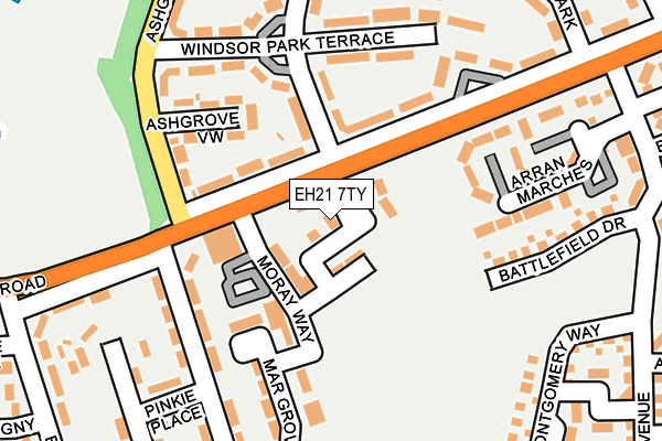EH21 7TY map - OS OpenMap – Local (Ordnance Survey) EH21 7TY map - OS OpenMap – Local (Ordnance Survey)