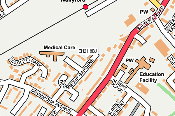 EH21 8BJ map - OS OpenMap – Local (Ordnance Survey) EH21 8BJ map - OS OpenMap – Local (Ordnance Survey)